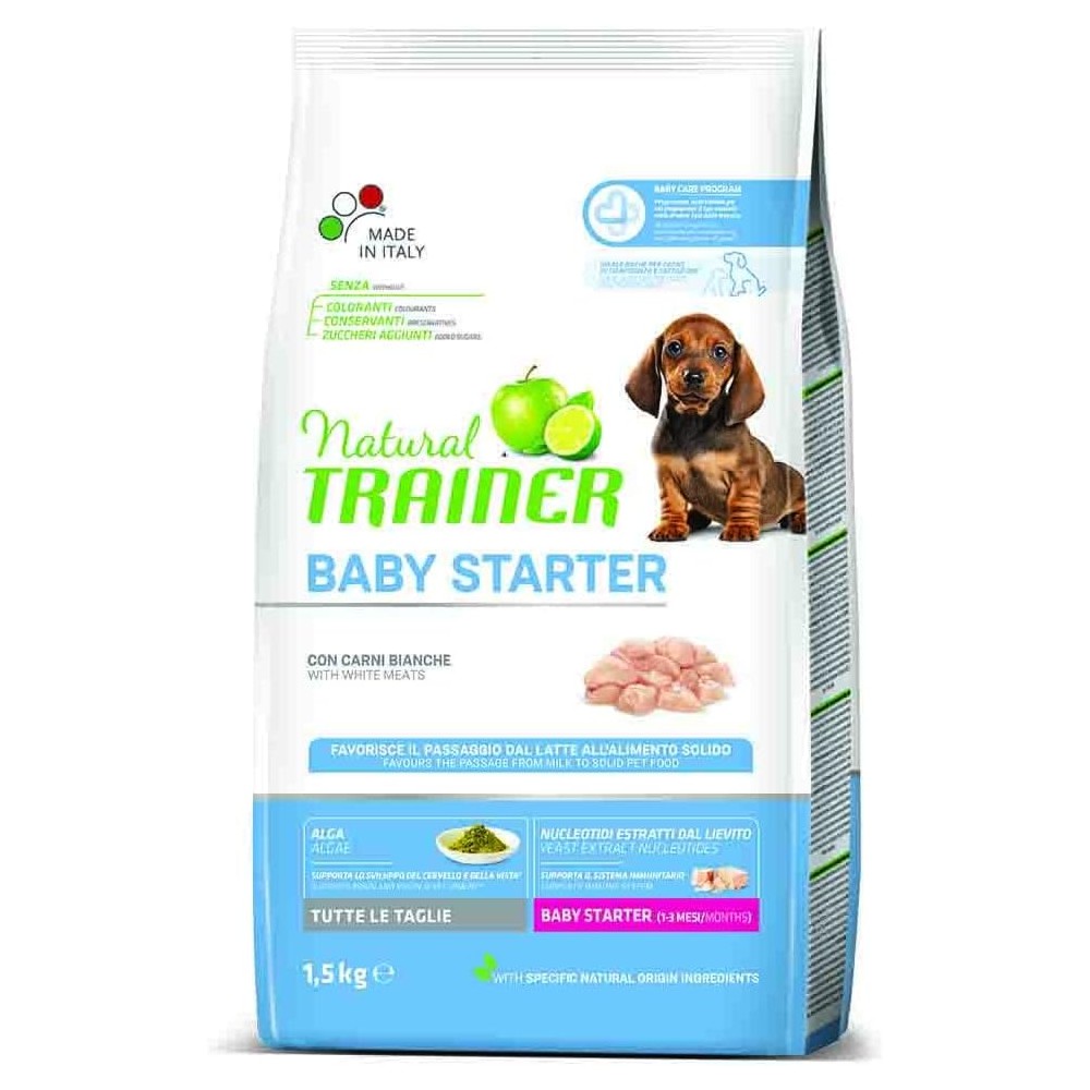 Natural Trainer crocchette gatto Cane Starter 1.5 Kg Pollo