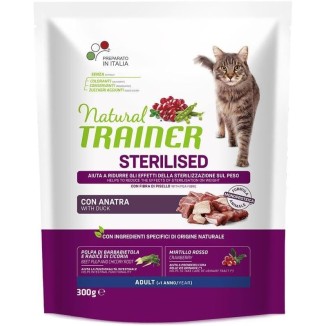 Natural Trainer gatto bocconcini  Sterilised Anatra 300 Gr cibo umido
