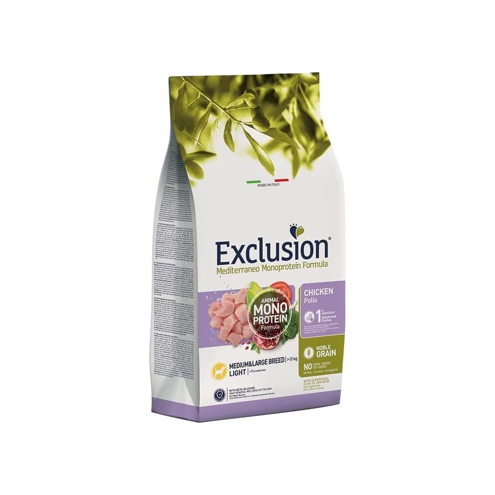 Exclusion Monoproteico  crochette cane medium large Light 3 Kg