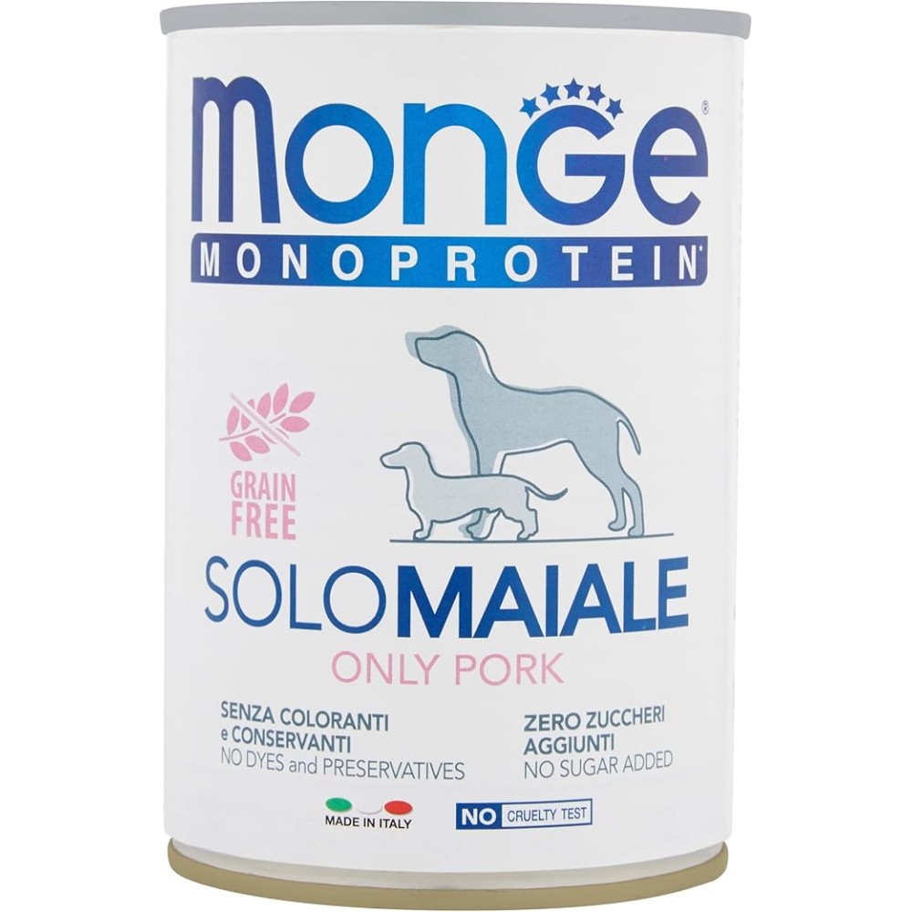 MONGE MONOPREOTEICO DOG SOLO MAIALE PATÈ 400GR CIBO UMIDO
