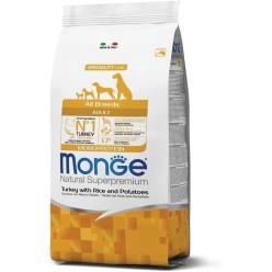 Monge Natural Superpremium All Breeds Adult Monoprotein Tacchino con Riso e Patate 12 kg crocchette cane