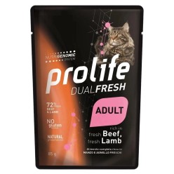 Prolife gatto dualfresh adult manzo e agnello bustine 85 gr cibo umido