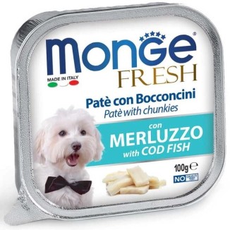 Monge Fresh patè e bocconcini con Merluzzo 100 G  cibo umido