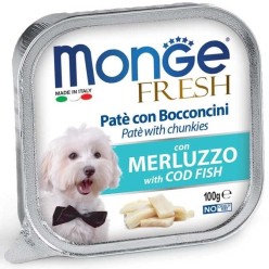 Monge Fresh patè e bocconcini con Merluzzo 100 G  cibo umido