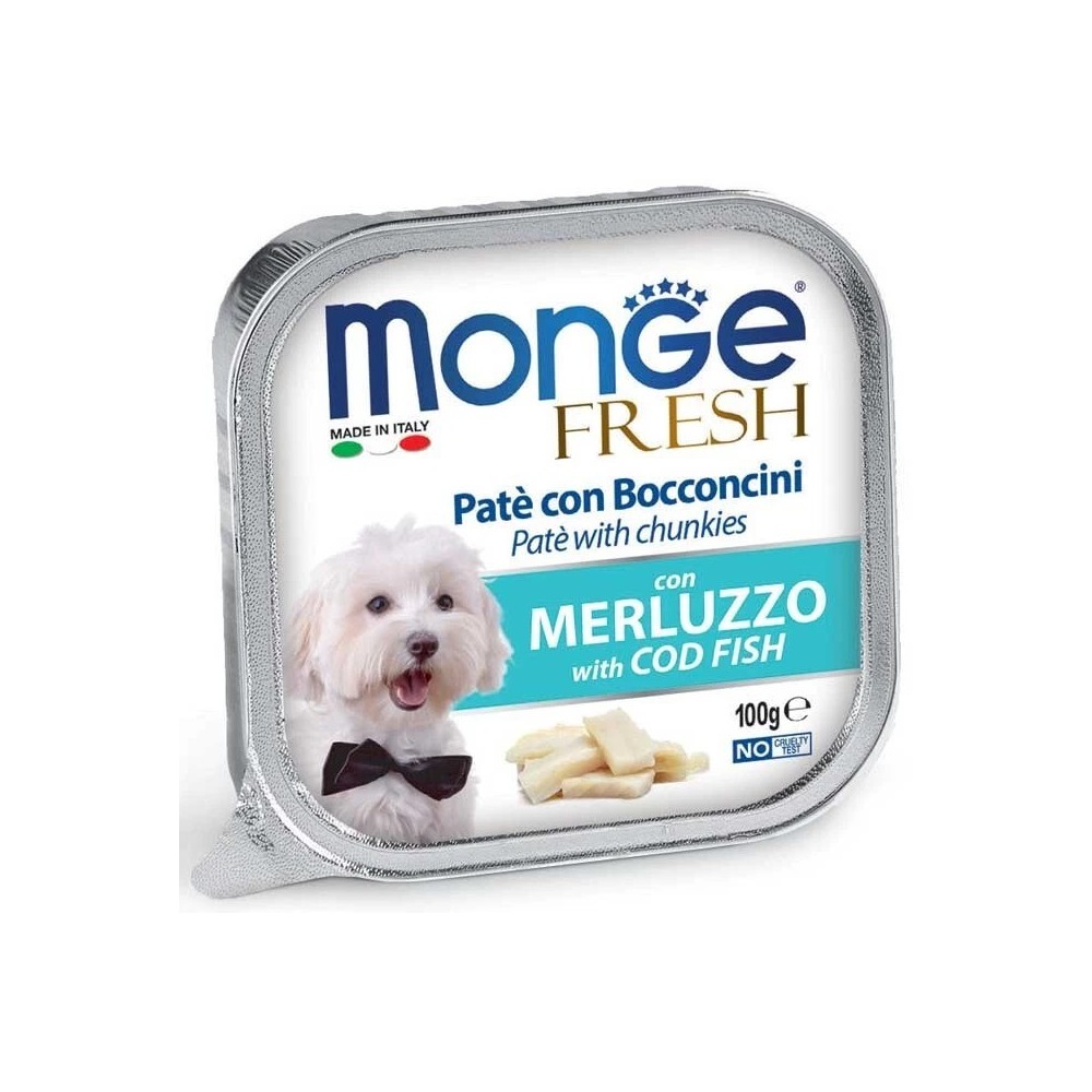 Monge Fresh patè e bocconcini con Merluzzo 100 G  cibo umido