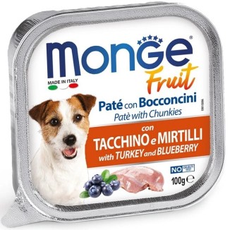 Monge Fresh patè con bocconcini  Tacchino con Mirtilli 100 G  cibo umido