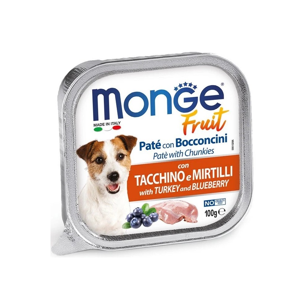 Monge Fresh patè con bocconcini  Tacchino con Mirtilli 100 G  cibo umido