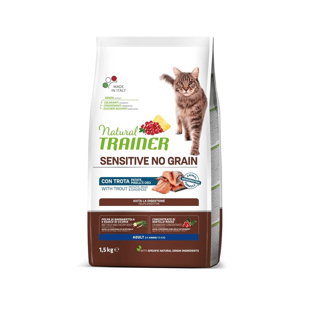 Natural trainer crocchette gatto  Sensitve 1.5 Kg Trota