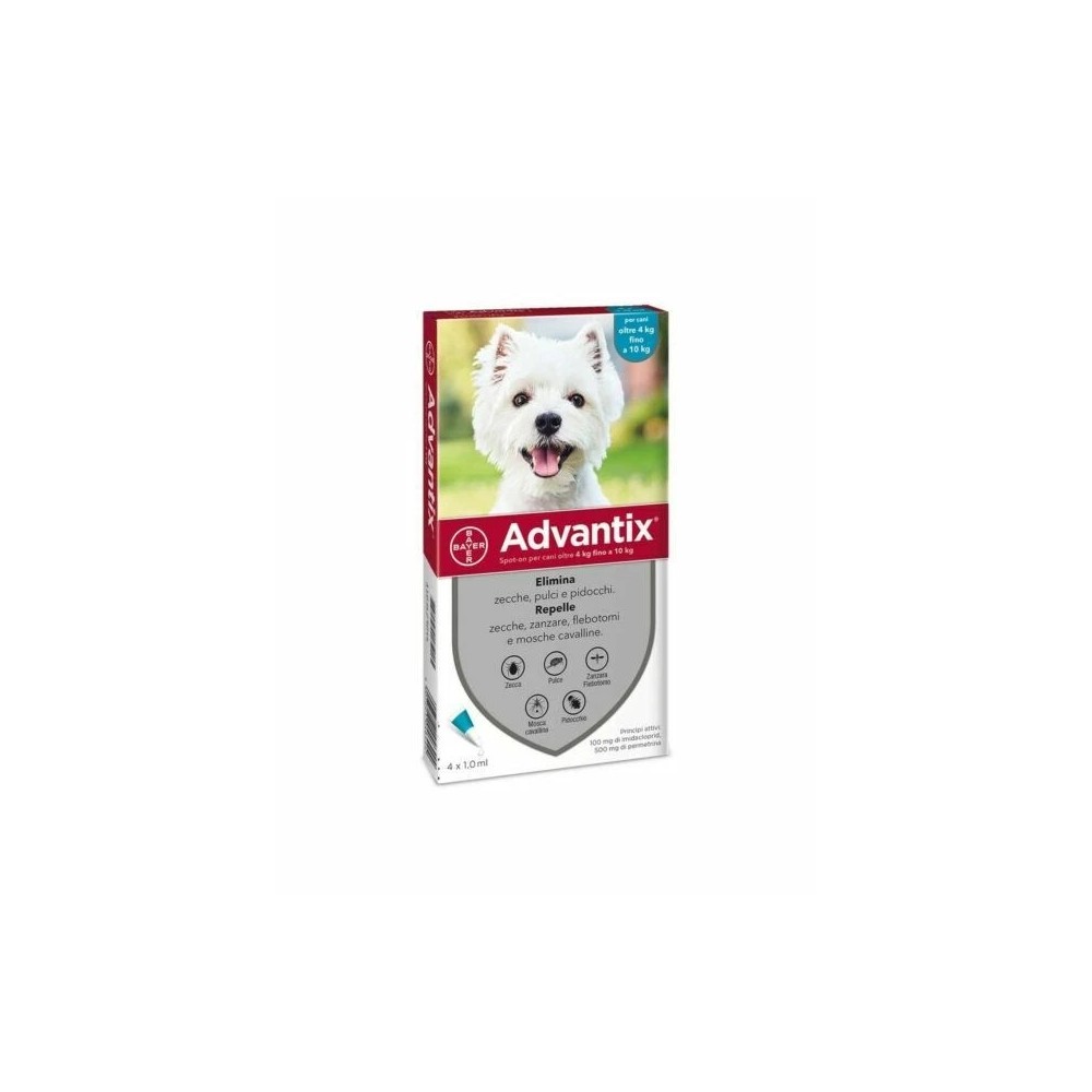 Advantix® Spot-on antiparassitario per cani oltre 4 kg fino a 10 kg 6 pipette