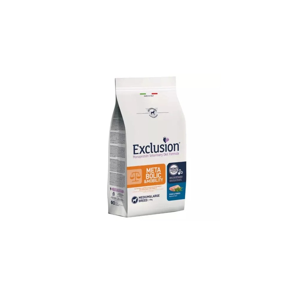 Exclusion metabolic e mobility crocchete cani adulti maiale e fibre 12kg