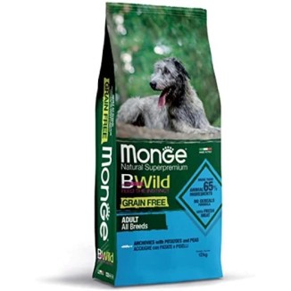 Monge Dog Bwild  Grain free crocchette cane adult Acciughe 12 Kg