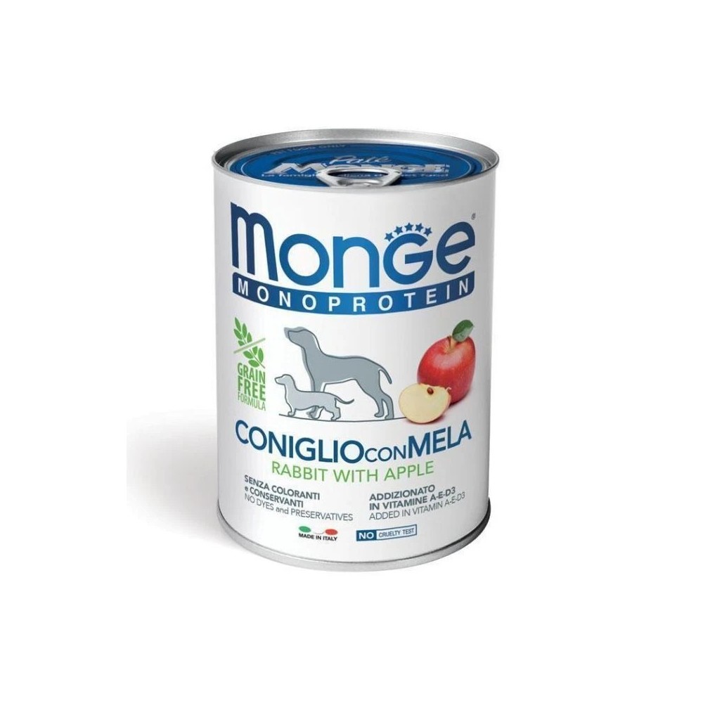 Monge monoproteico cane adulto umido Paté Coniglio E Mela 400Gr