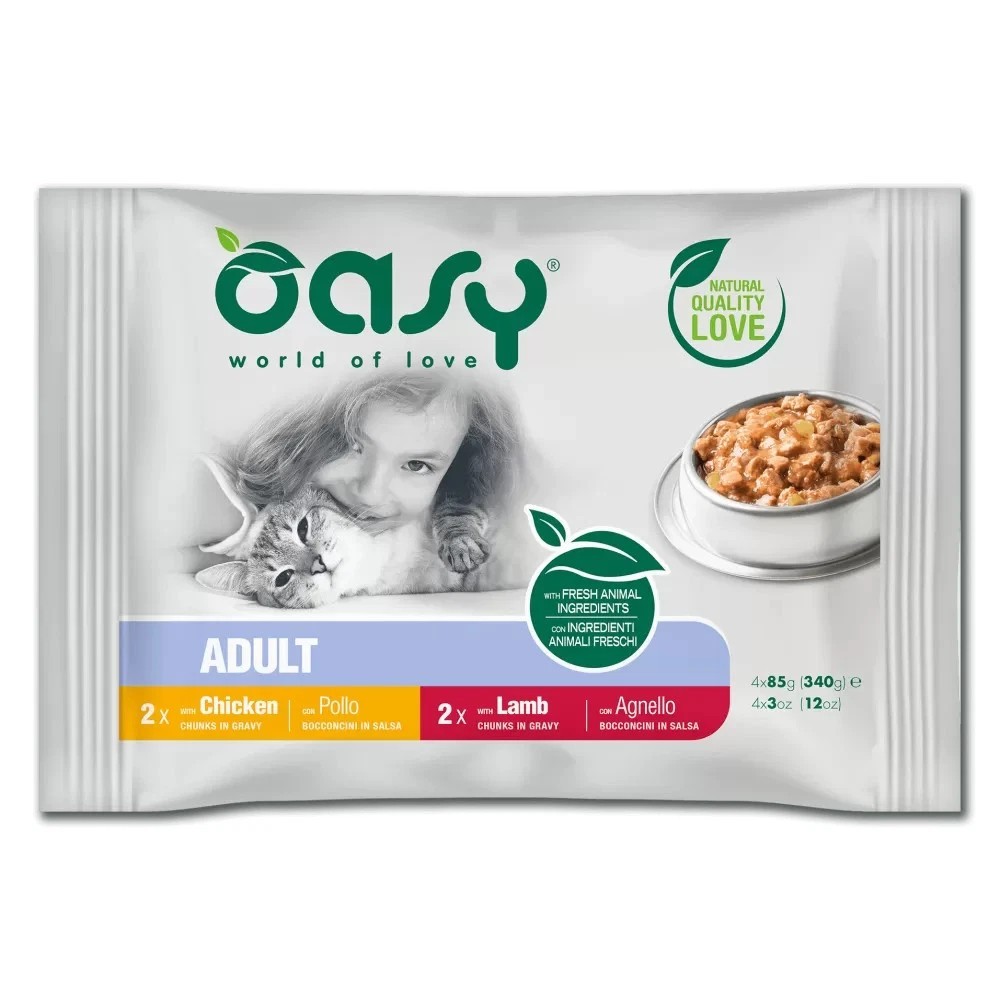 Oasy Multipack Adult Bocconcini al Pollo e Agnello 4 X 85GR