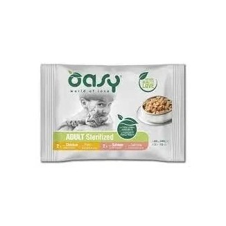 Oasy Multipack Adult Sterilized Bocconcini al Pollo e Salmone 4X85Gr