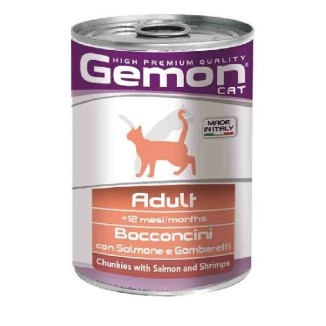 Gemon Cat Adul  bocconcini Salmone/Gamberetti 415Gr cibo umido