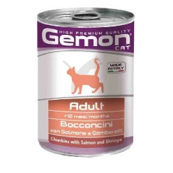 Gemon Cat Adul  bocconcini Salmone/Gamberetti 415Gr cibo umido