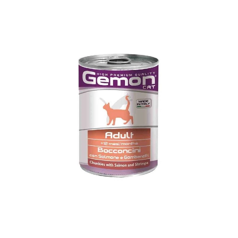 Gemon Cat Adul  bocconcini Salmone/Gamberetti 415Gr cibo umido