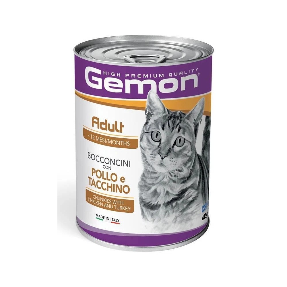 Gemon Cat Bocconcini Con Pollo/Tacchino  400 grcibo umido