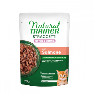 Natural trainer gatto Busta  85 Gr Kitten Salmone cibo umido