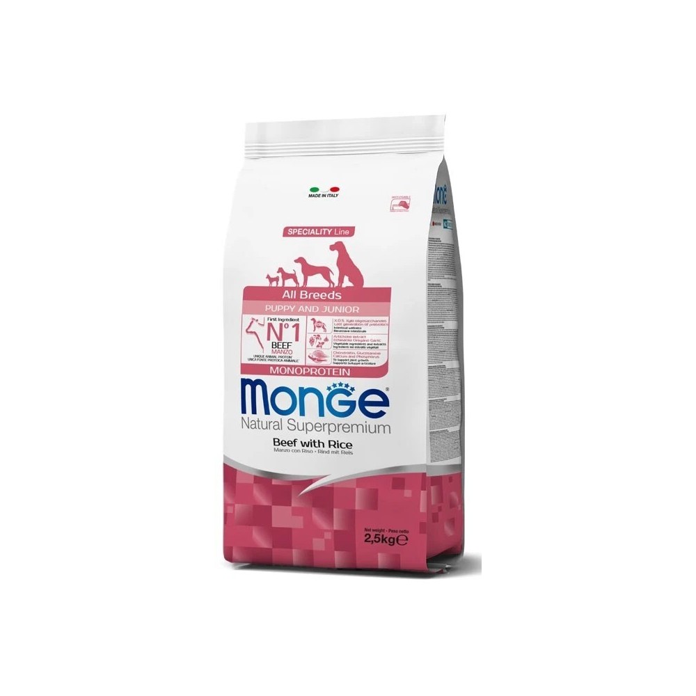 Monge Superpremium All Breeds Puppy Manzo e Riso 12 kg crocchette  Cane