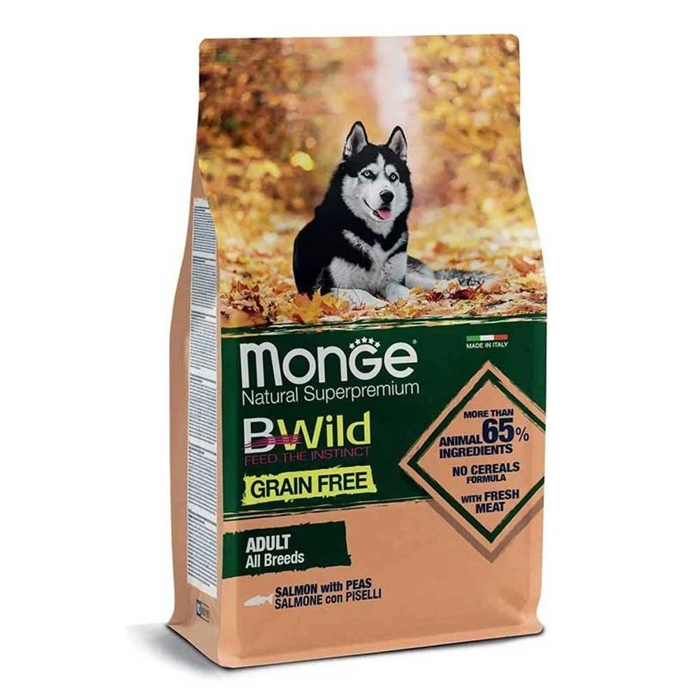 Monge Natural Superpremium BWild Grain Free crocchette  cani adulti Salmone con Piselli 12 kg