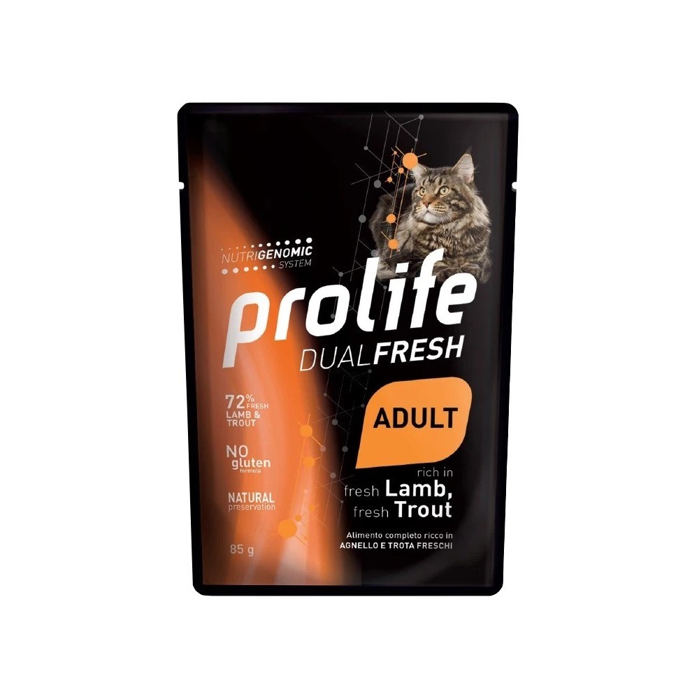 PROLIFE GATTO DUAL FRESH ALL' AGNELLO E TROTA DA 85 GR CIBO UMIDO