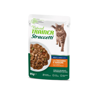 Natural trainer gatto straccetti  Busta  85 Gr Tacchino cibo umido