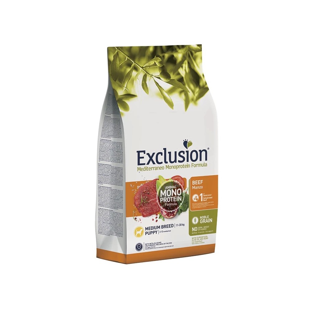 EXCLUSION Crocchette cane Monoproteico puppy Medium manzo 12kg