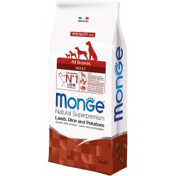 Monge Natural Superpremium All Breeds Adult Monoprotein Agnello con Riso e Patate 12 kg crocchette cane
