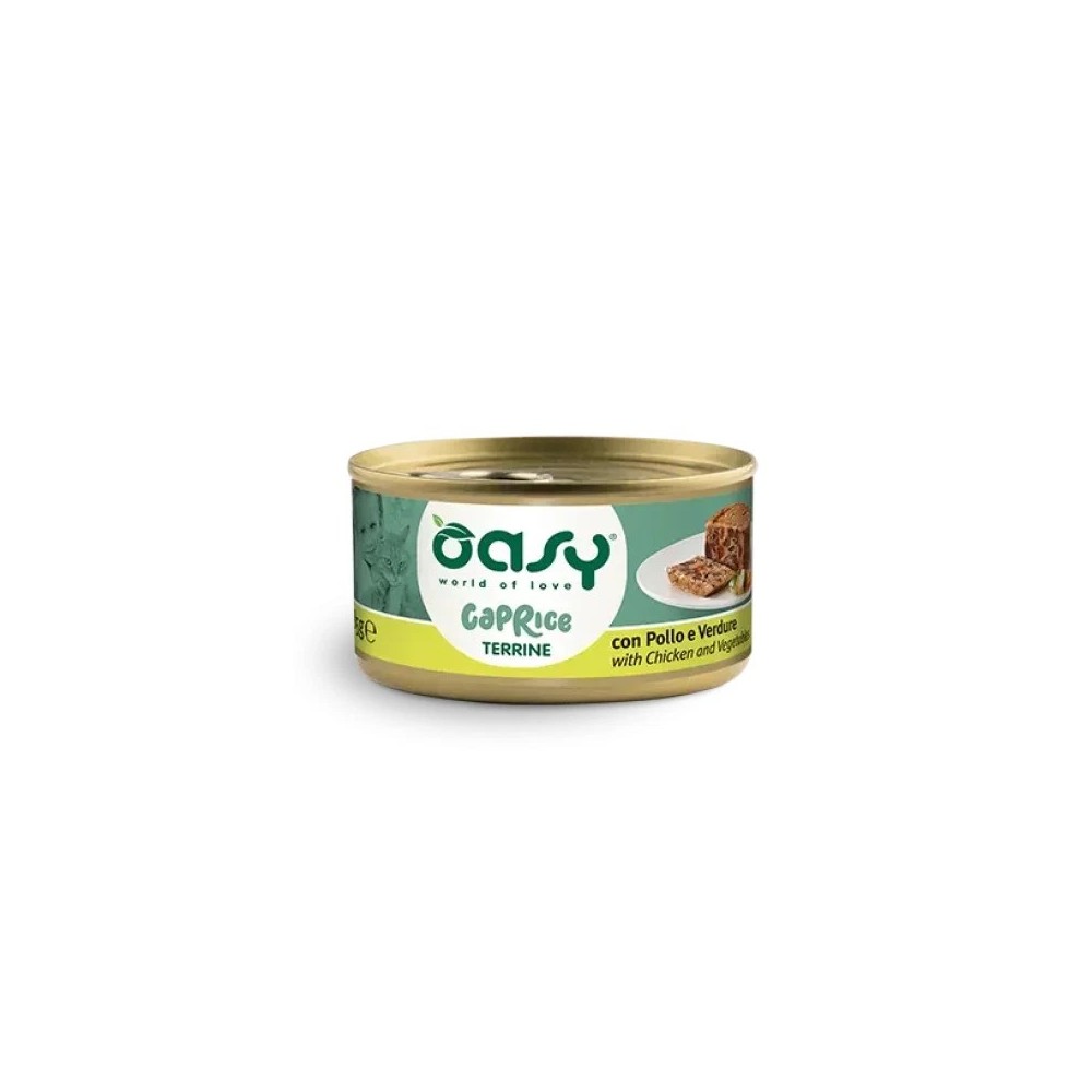 Oasy Caprice Terrine 85 Gr Pollo/Verdure cibo umido per gatti