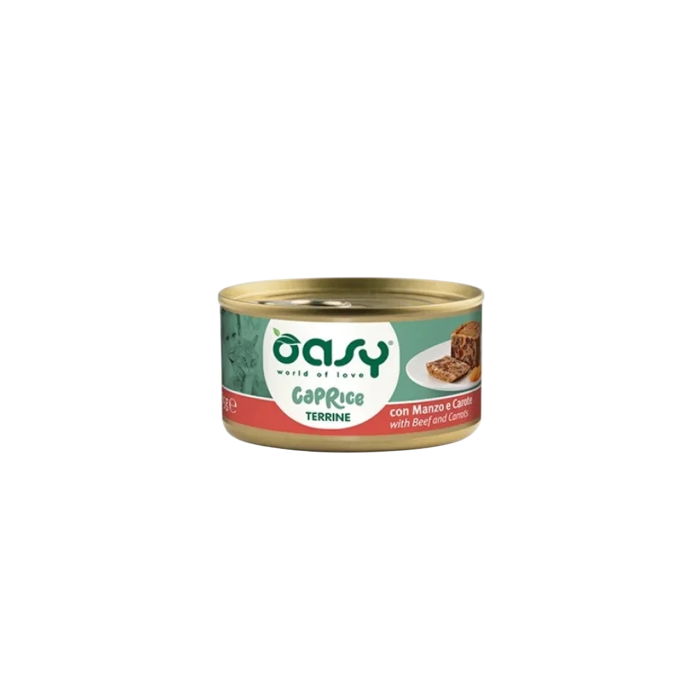 Oasy Caprice Terrine 85 Gr Manzo/Carote cibo umido per gatti