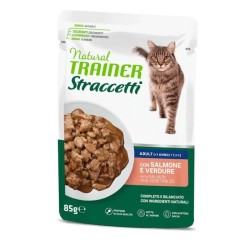 Natural Trainer cibo umido per gatto  Straccetti 85 Gr Salmone