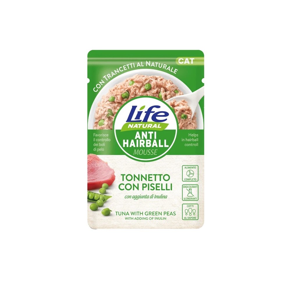 Life Cat Anti Hairball Tonno/Piselli 70 Gr cibo umido