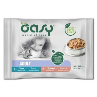 Oasy Multipack Tonno / Salmone 4X85Gr  cibo umido per gatti