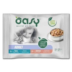 Oasy Multipack Tonno / Salmone 4X85Gr  cibo umido per gatti