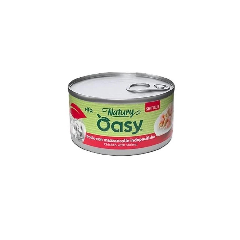 Oasy Natury Softy Jelly 85 Gr Pollo/Mazzancolle cibo umido per gatti