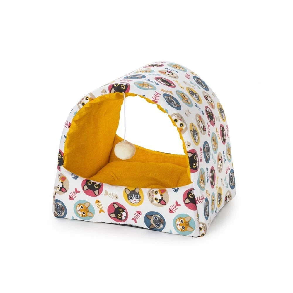 Cuccia A Forma Di Tenda Gatto Multicolor 45X38X40H Cm C/Estr