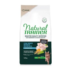 Natural Trainer Selected Quality Nutrition crocchette gatto  Sterilizzato Con Pesce Bianco 1.25Kg