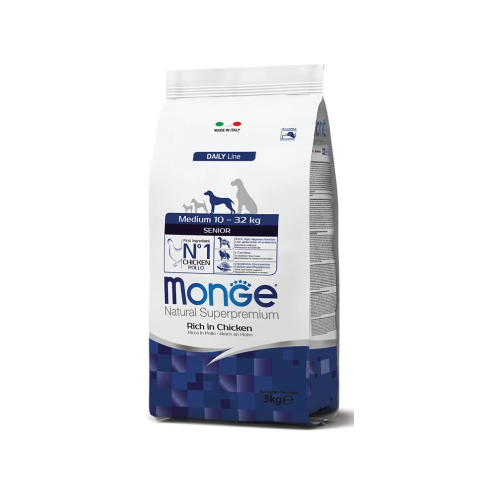 Monge Superpremium Medium Senior Pollo 12 kg crocchette per Cani Anziani