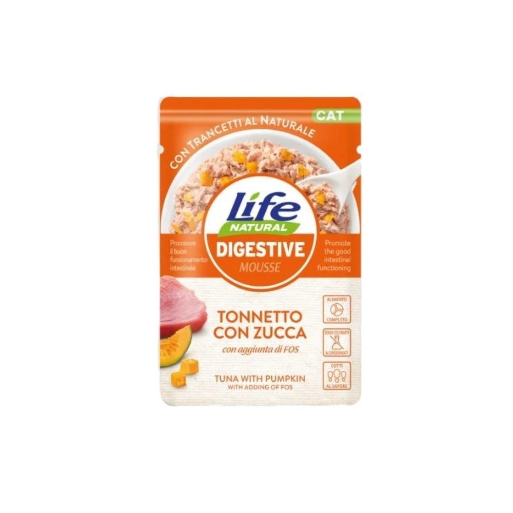 Life Cat Digestive Tonnetto/Zucca 70 Gr cibo umido